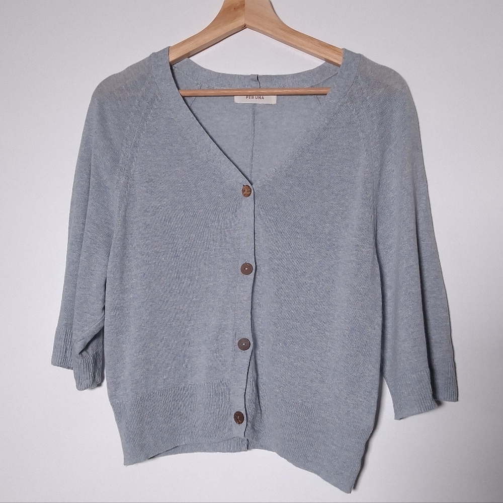 Per Una Cardigan Light Blue Half Sleeve Size S